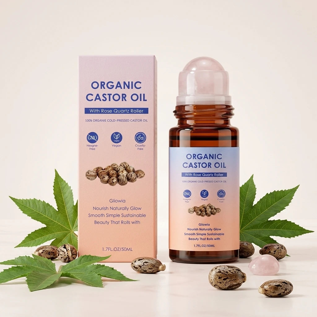 Organic Castor Oil Rose Quartz Roller Ball – 50ml Castor Oil Roller Zpaxo