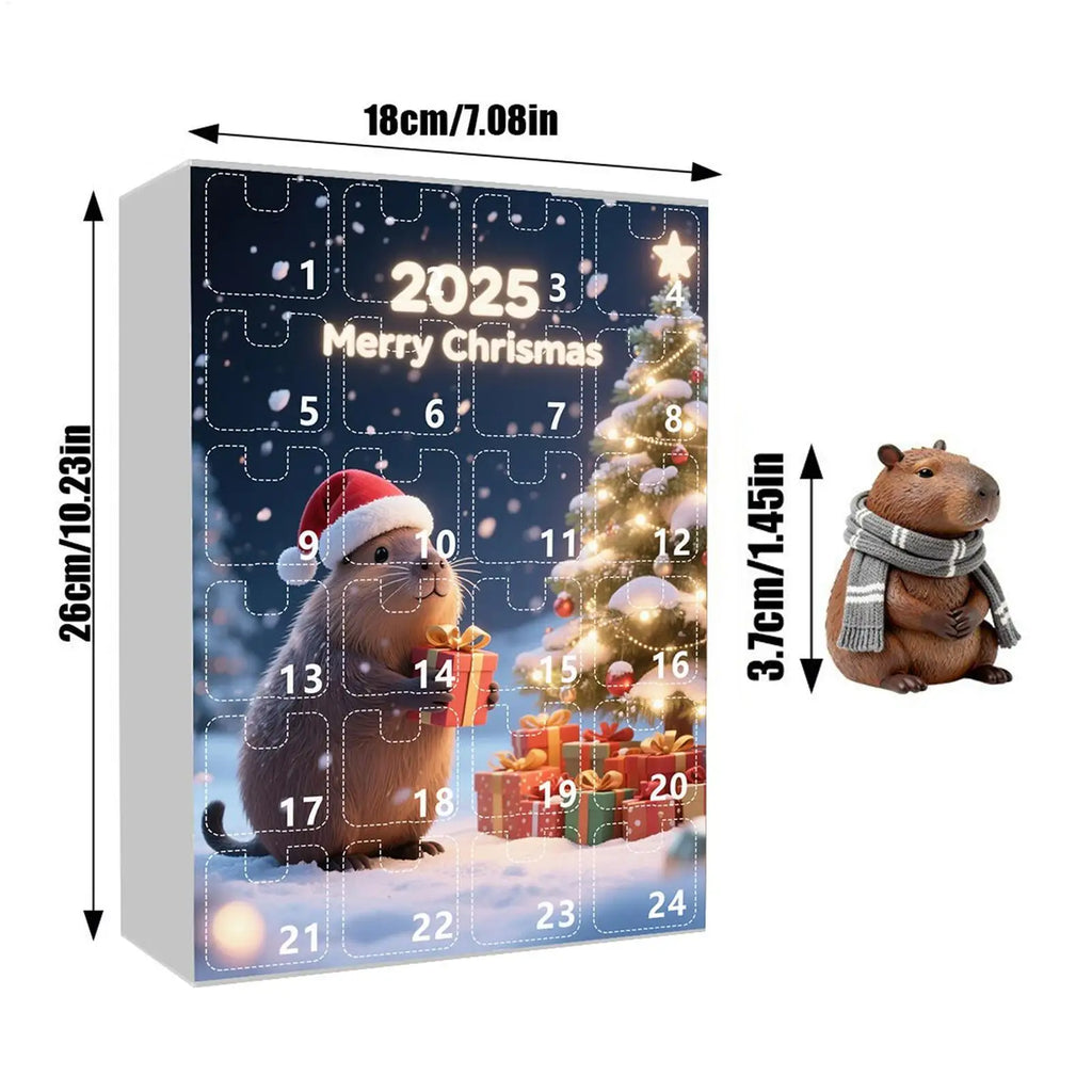 Capybara Christmas Countdown Calendar 24 Days Advent Ornament 2D