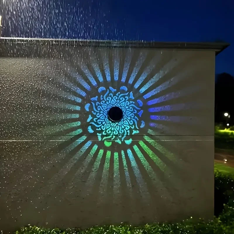 Solar Mandala Sunflower Wall Light Waterproof LED Outdoor Garden