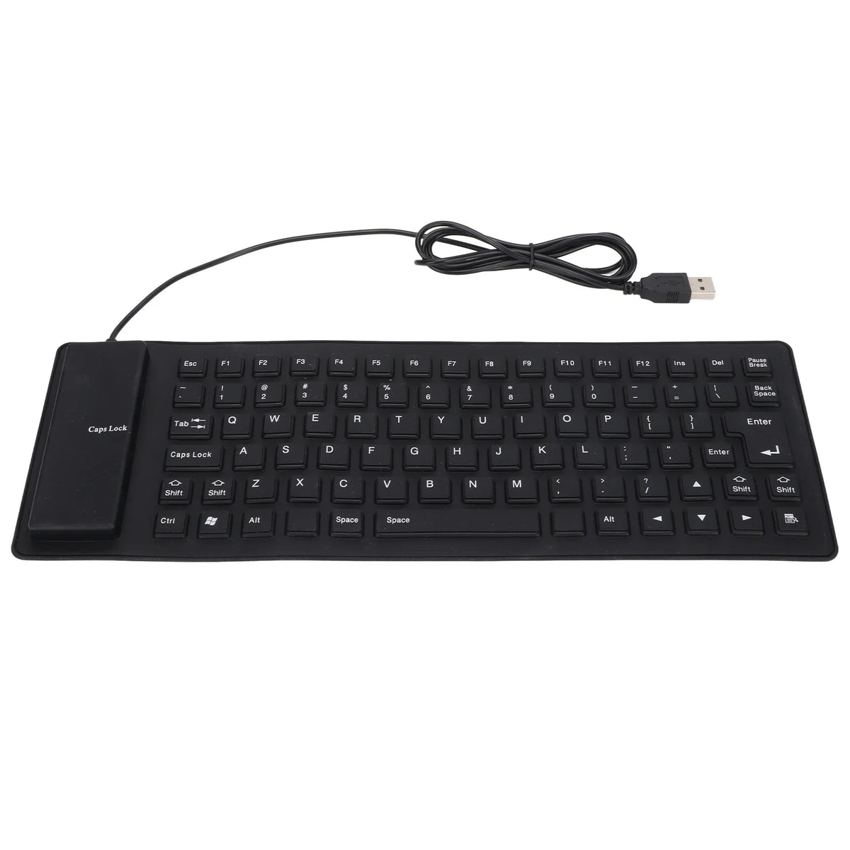 Portable USB Wired Keyboard Silicone Fully Sealed Design Lightweight Silent Soft Comfortable Silicone Keyboard for PC Zpaxo black
