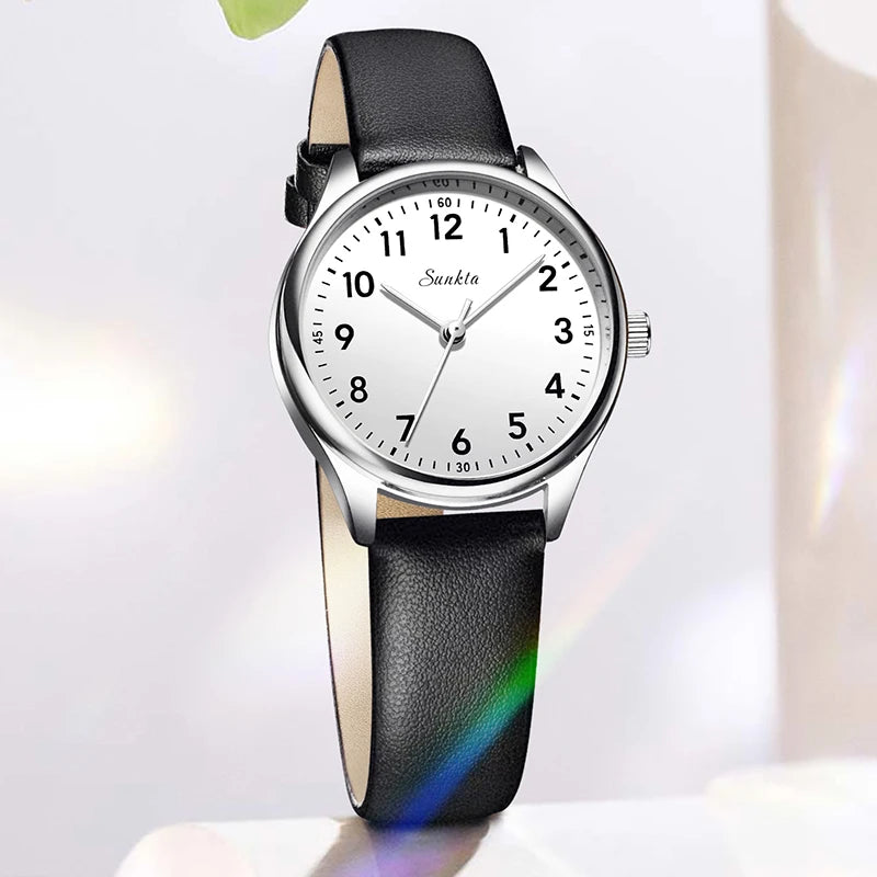 SUNKTA new fashion luxury women's quartz watches elegant leather Watches for Women waterproof simple ladies watches reloj+BOX Zpaxo