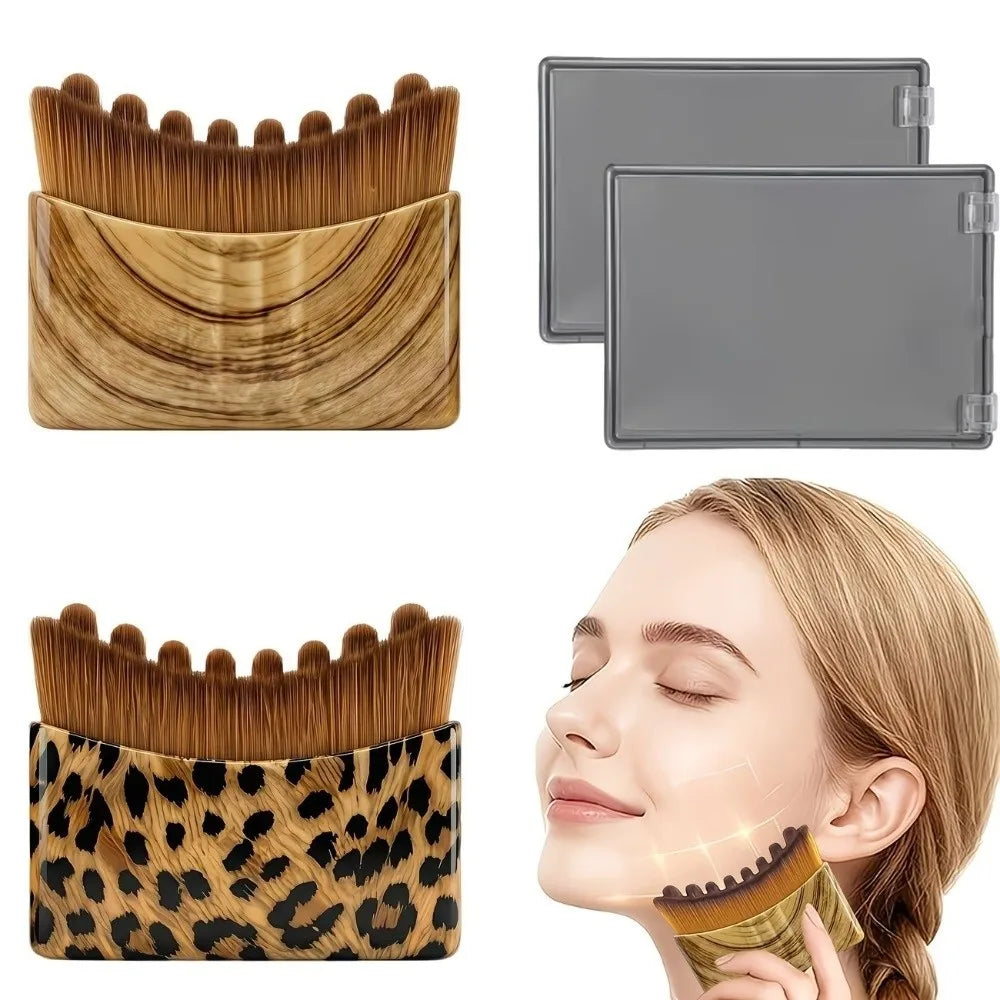 Leopard Print Lymphatic Contour Face Brush Square Shape Reduce Zpaxo
