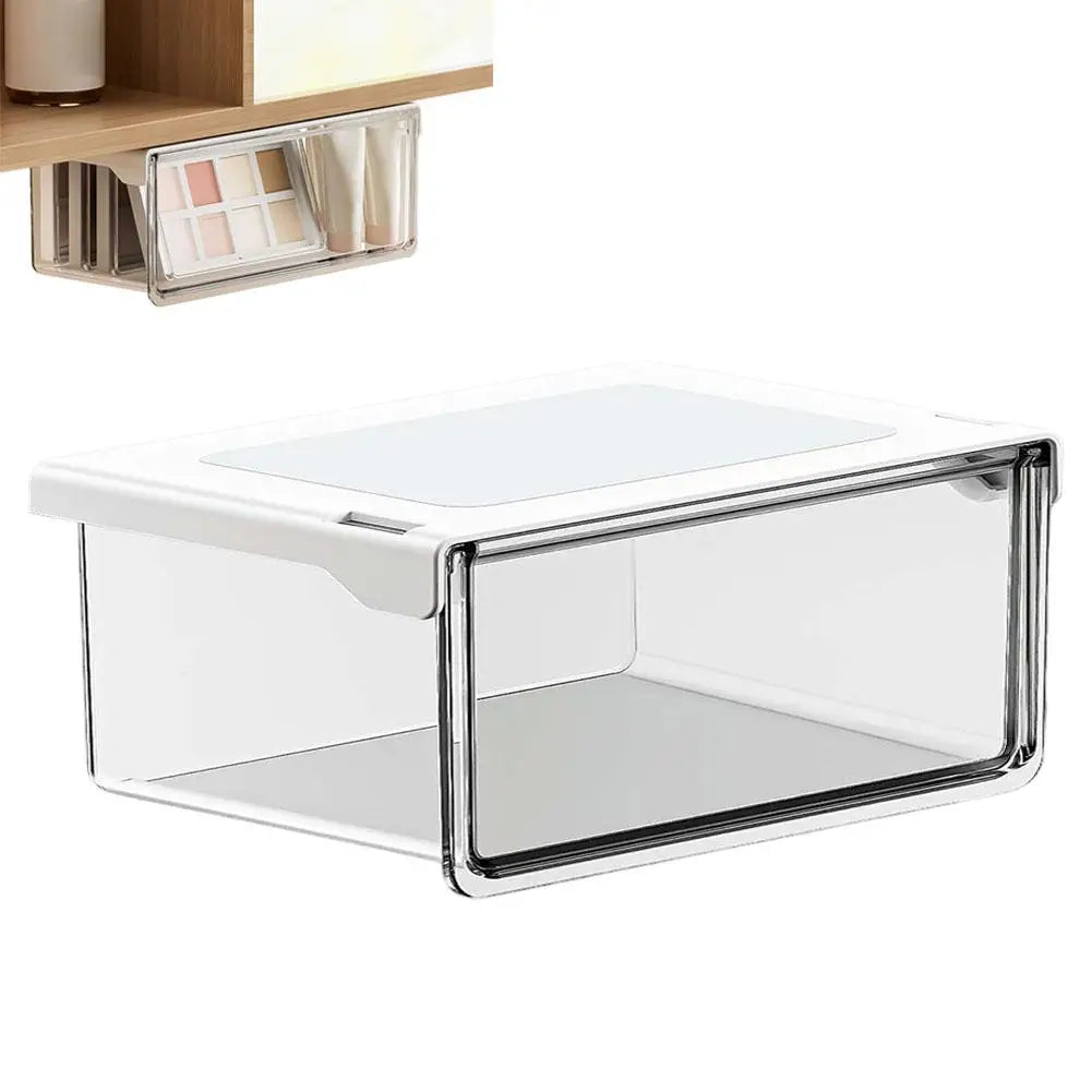 Self-Adhesive Under-Desk Drawer Storage Box | S/M/L Transparent Desk Drawer Organizer Zpaxo L
