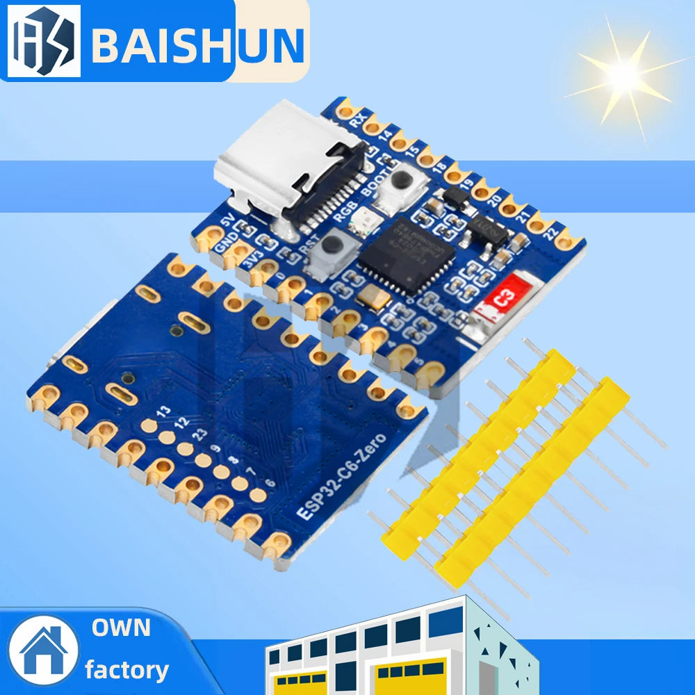 ESP32-C6 Zero Mini Development Board Based ESP32-C6FH8 8MB Flash Zpaxo c6-zero 2pcs