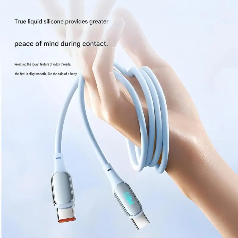 652F Liquid Silicone USB C Charging Cable 140W Real Time Power Display For Notebook And Smartphone 1.5M Zpaxo