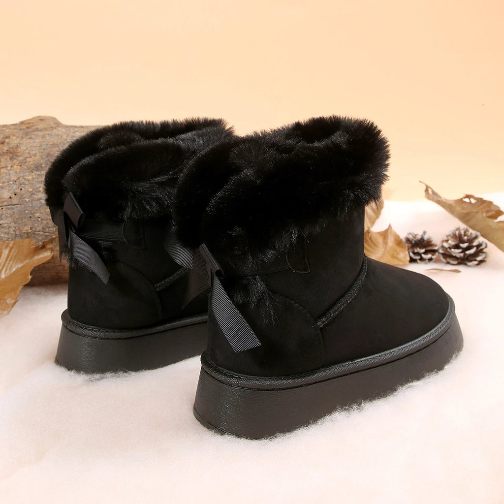 Large Fleece Lined Thick Bottom Snow Boots Women's Warm Short