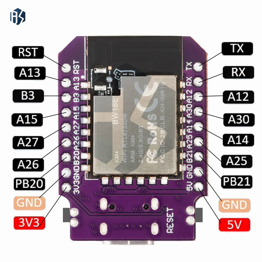 RTL8720DN Dual Band WiFi 5.0 Bluetooth BLE Module MINI BW16 2.4ghz with 5ghz wlanDevelopment Board for arduino Zpaxo