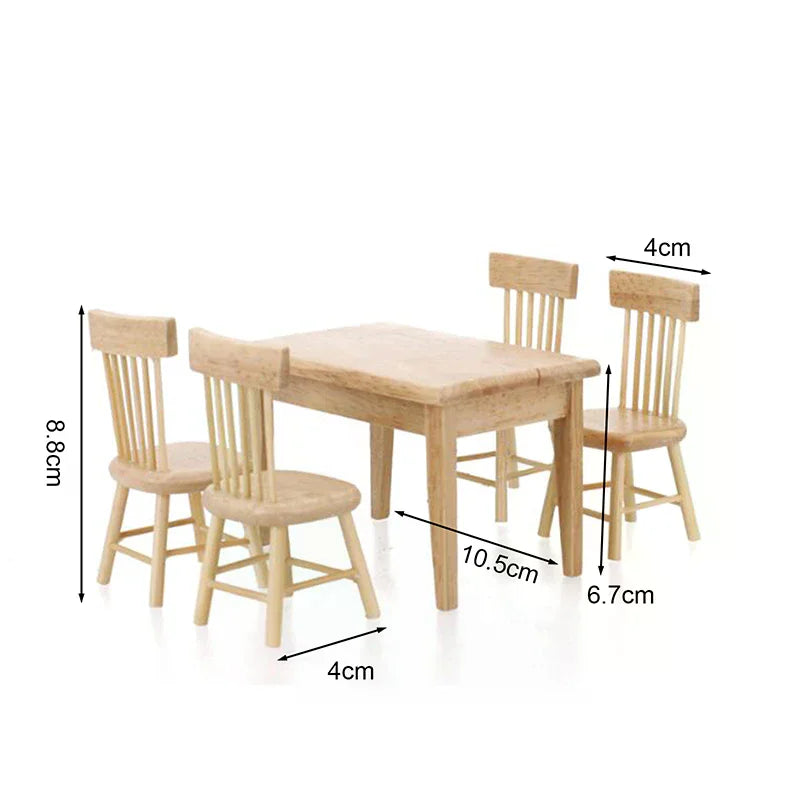 1 12 Miniature Dollhouse Furniture Wooden Dining Table Chair Zpaxo