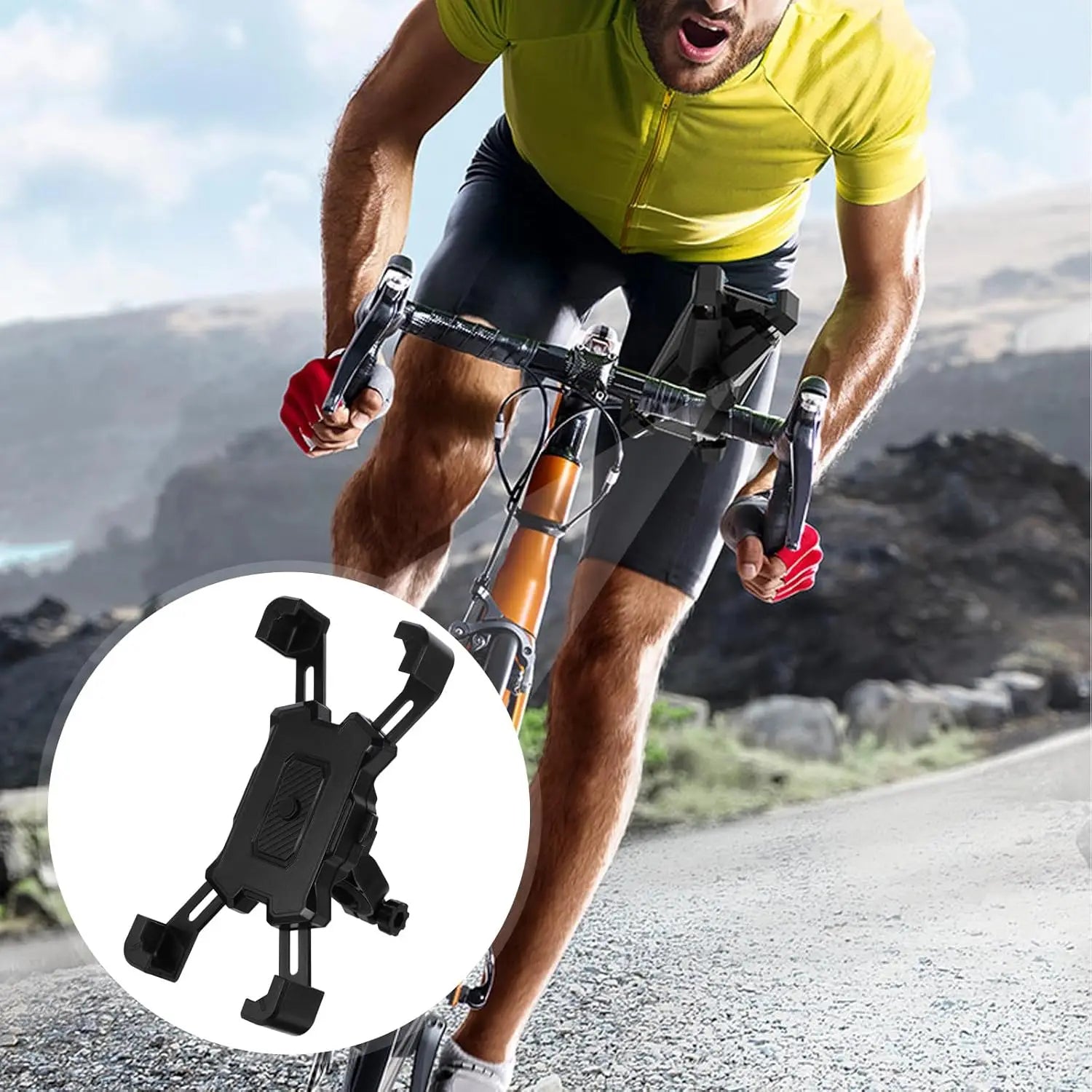 360° Rotatable Bike Phone Mount – Anti-Vibration Holder