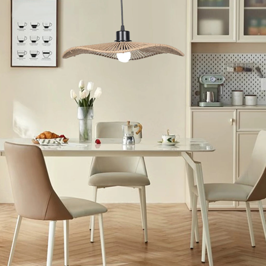 Woven Paper Rope Lampshade Chandelier Cover Lamp Shade Hanging Lights Fixture Paper Rope Lampshade Hanging Lights Cover Zpaxo