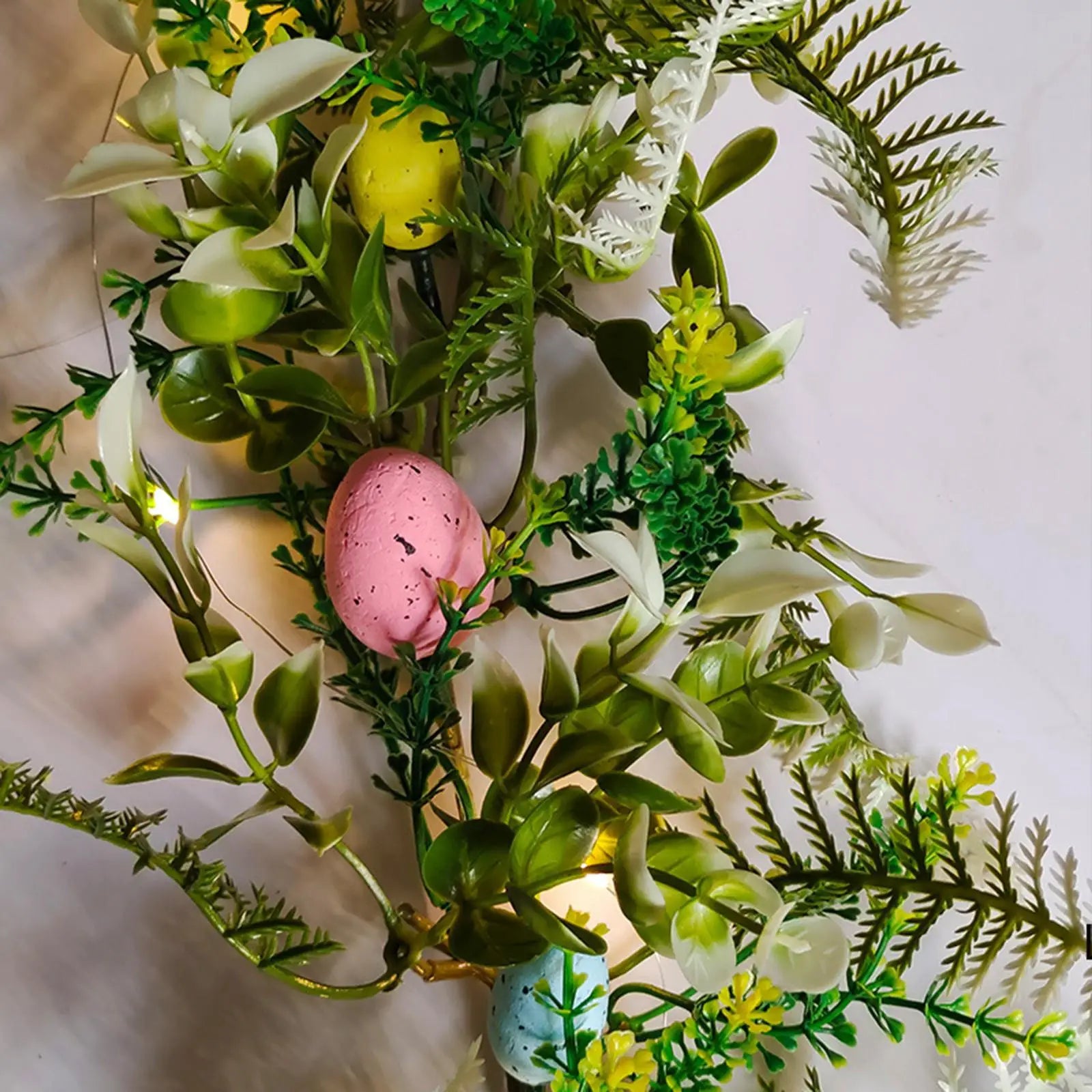 Easter Egg Garland Wreath Swag – 74.8" Green Leaves Decor Easter Garland Wreath Zpaxo