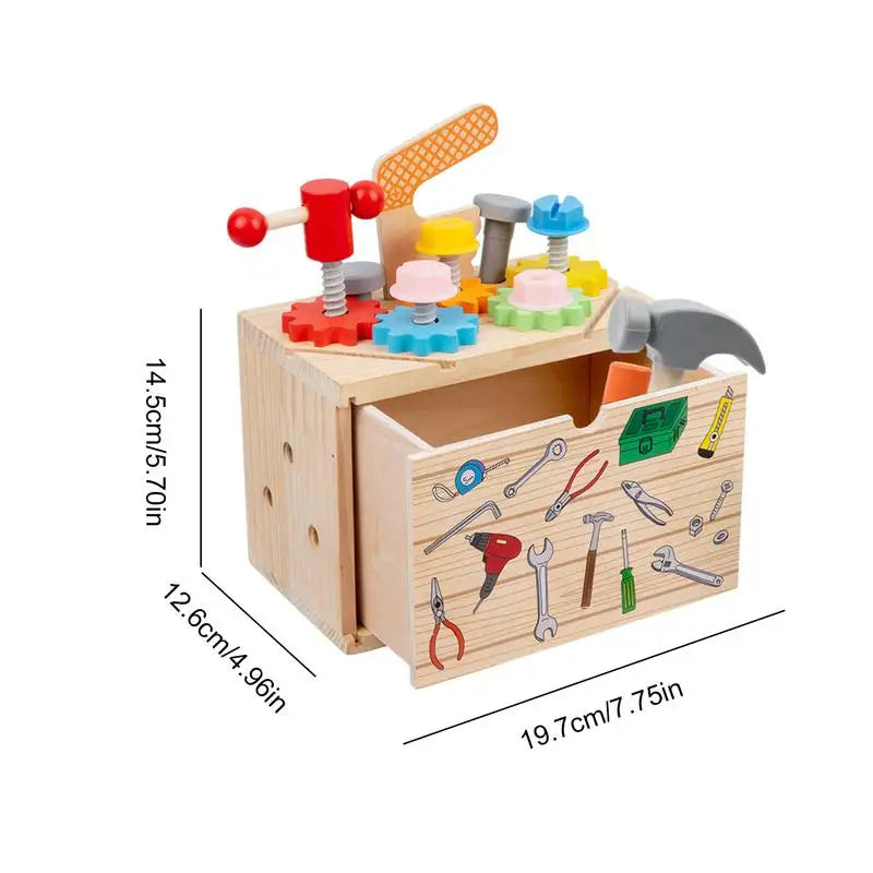 Wooden Kids Tools With Box Play Wooden Tool Kit Pretend Tool Set Construction Toy STEM Learning Role Play Educational Toys For Zpaxo