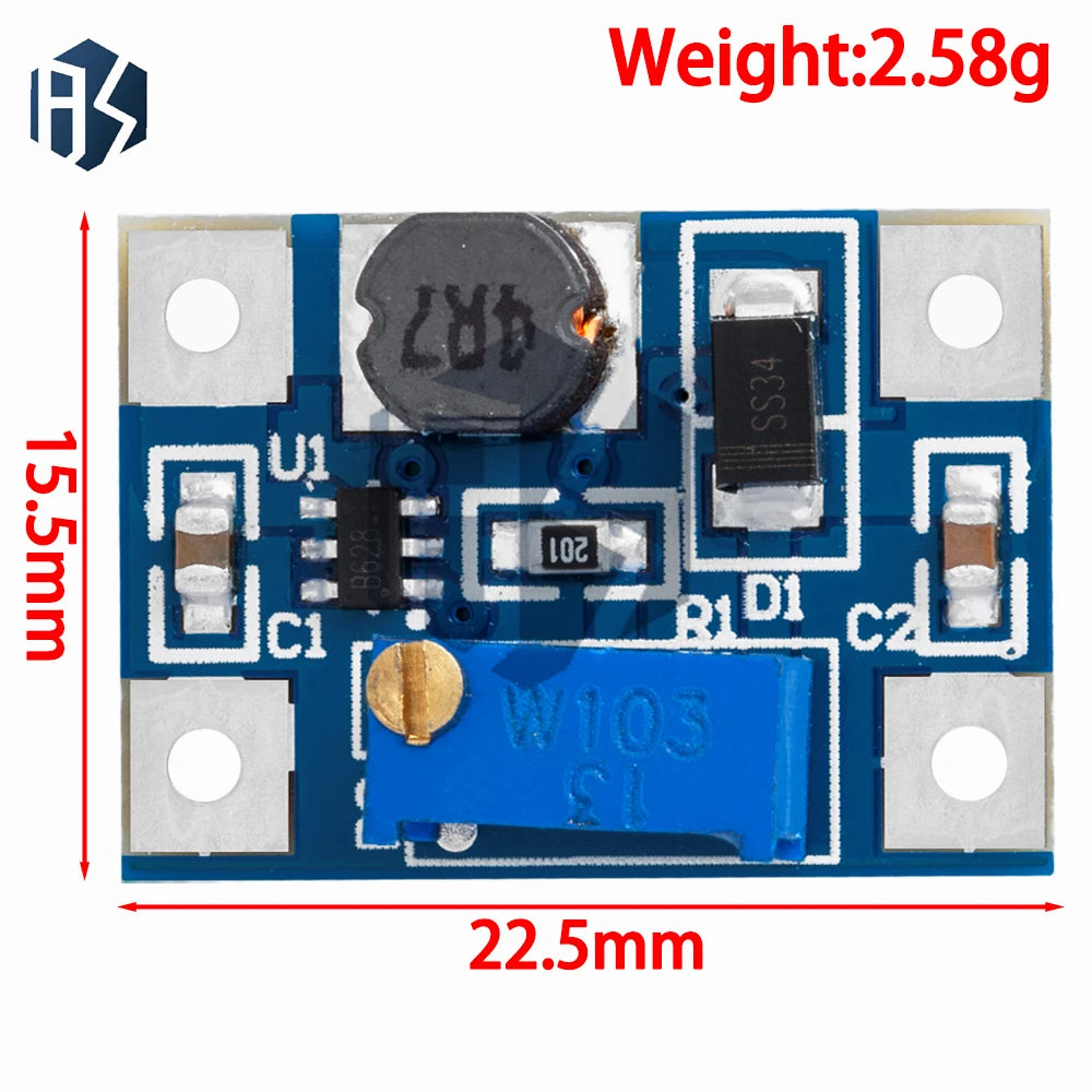 1/5PCS SX1308 DC-DC Boost Module – 2-24V to 2-28V 2A Adjustable, DIY Power Supply Compatible Zpaxo