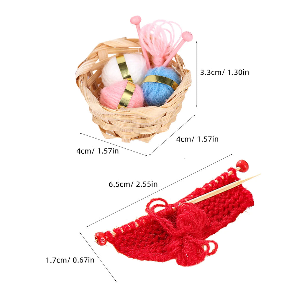 Miniature Knitting Basket Handwoven Wool Yarn Crochet Accessories