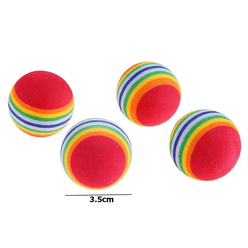 Rainbow Cat Toys Ball Interactive Dog Play Chewing Rattle Scratch