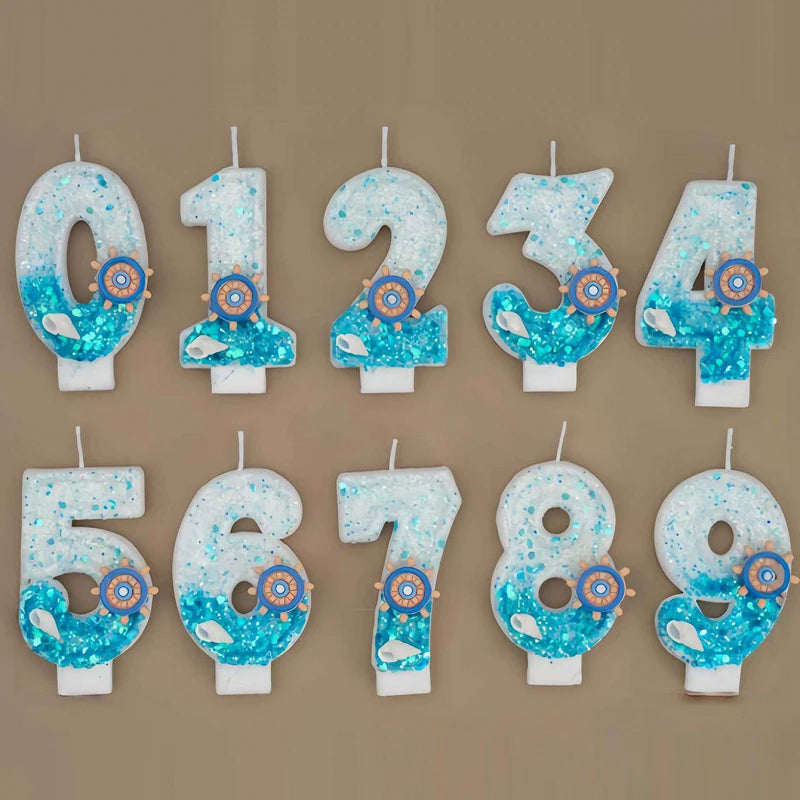 Ocean-themed Ship's Wheel Sequined Digital Birthday Candles