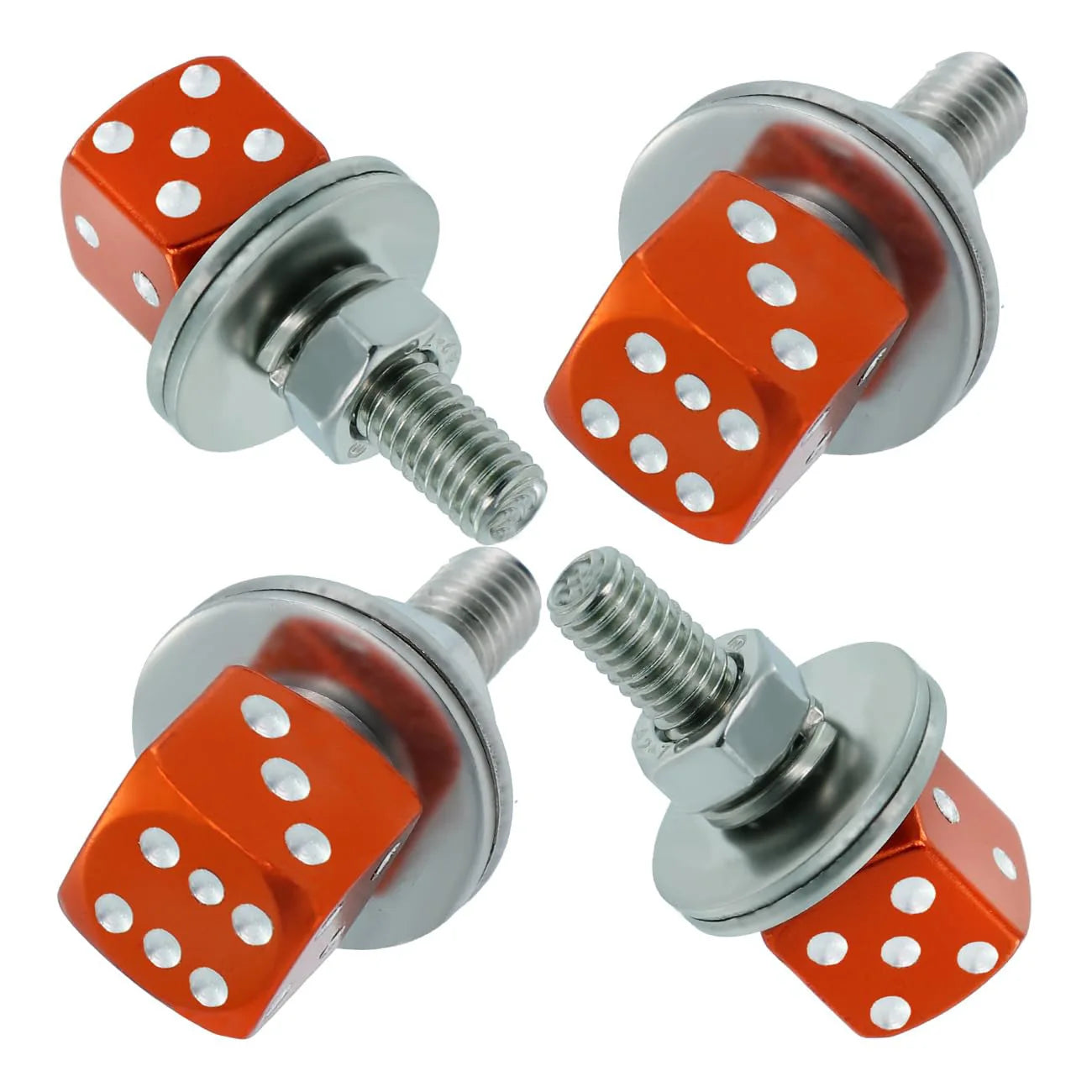 Dice License Plate Screws – Stainless Steel & Aluminum Set of 4