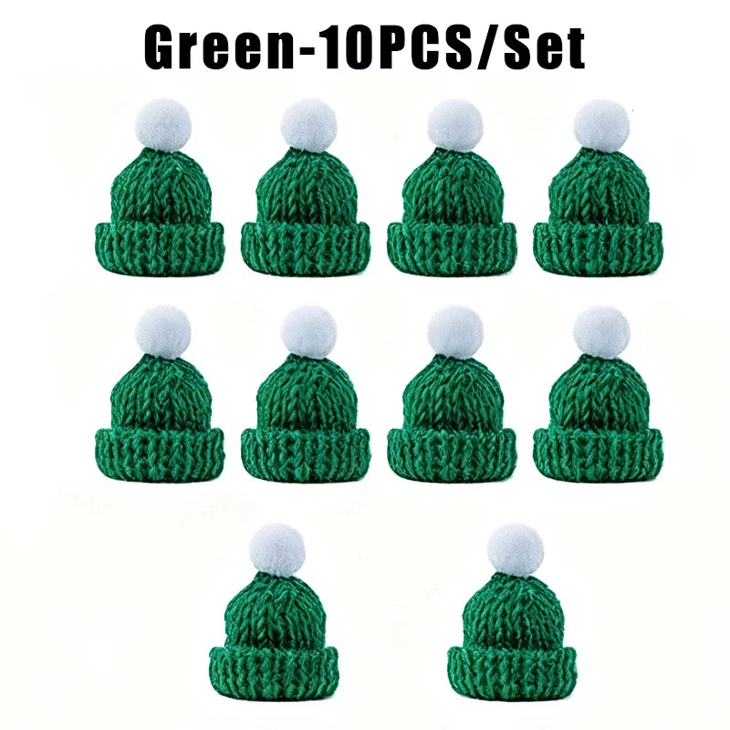 Hand-knitted Christmas Bottle Cozy Adorable Mini Scarf Hat Decor DIY