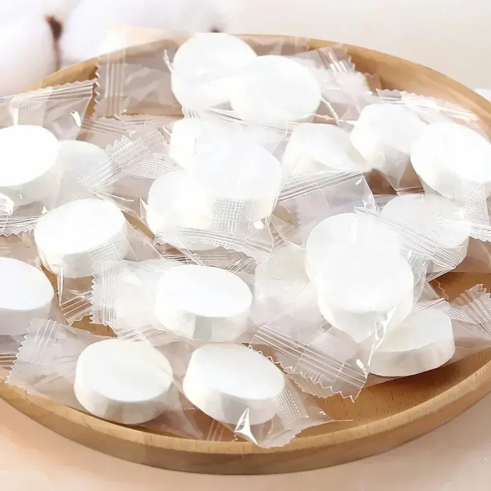 100PCS Compressed Towel Soft Disposable Coin Tissue Portable Mini Compressed Towel Absorbent Travel BBQ Outdoor Camping Zpaxo