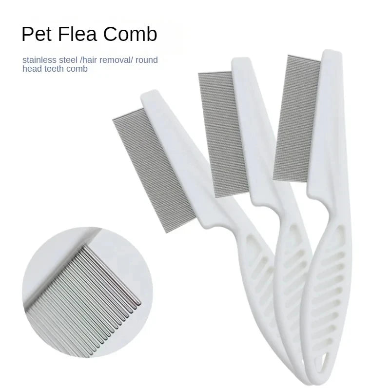 Flea Comb Dog Cat Hair Removal Brush Stainless Steel Dense Teeth
