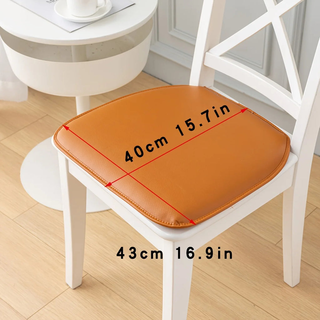 Faux Leather Thick Chair Cushions D-shaped Cover Ties Pads Indoor