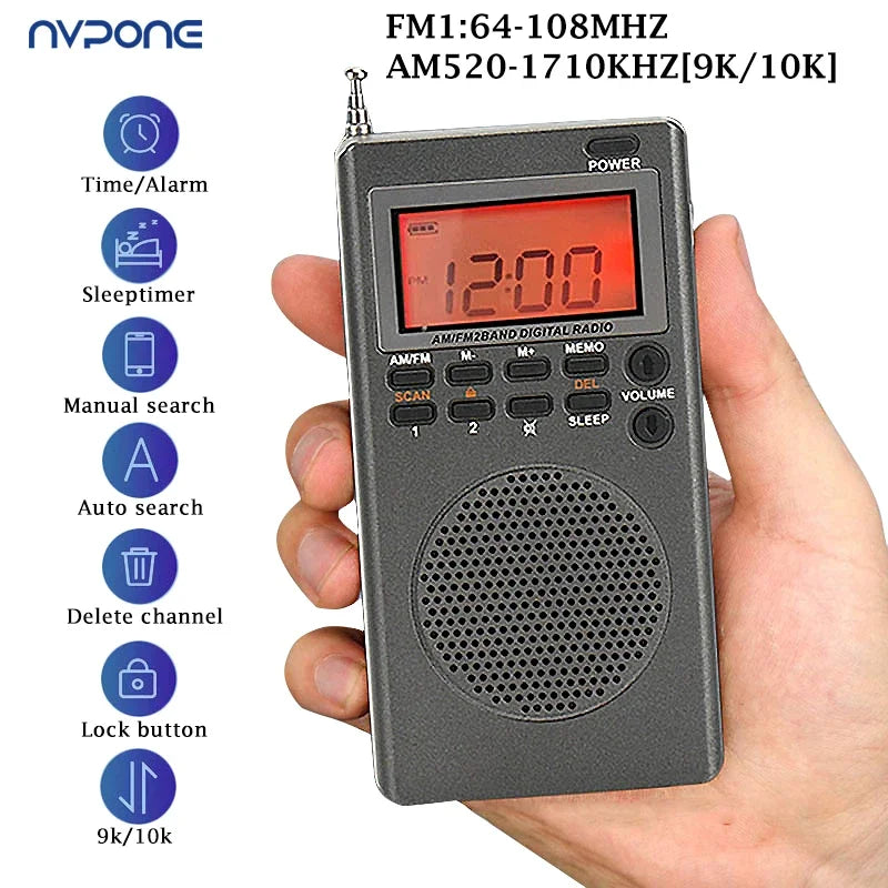 Portable FM AM Radio Mini 9K 10K Radios Receiver Built-in Speaker