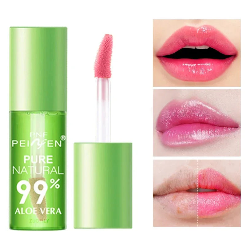 1PCS Moisturizing Natural Aloe Essence Lip Gloss Changable Color Portable Waterproof Long Lasting Nutritious Lips Care Lipstick Zpaxo