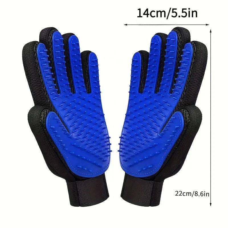 2-in-1 Pet Grooming Gloves Silicone Massage Hair Removal Dogs&cats