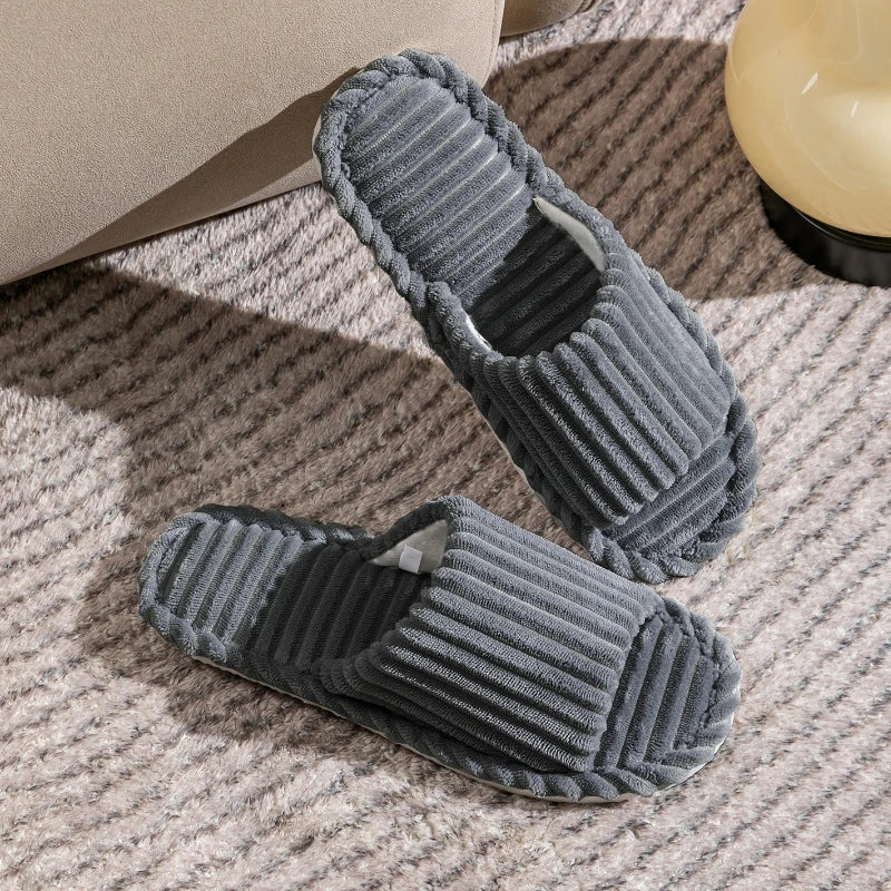 Solid Flat Heel Slippers Women Indoor Bedroom Lightweight Comfort Zpaxo GRAY 42-43