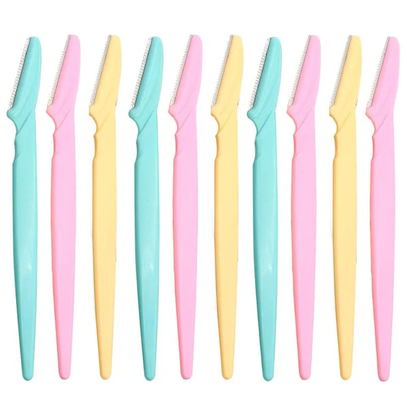 1- Eyebrow Trimmer Razor Safety Eye Brow Shaping Knife Portable Zpaxo 10Pcs Random Color