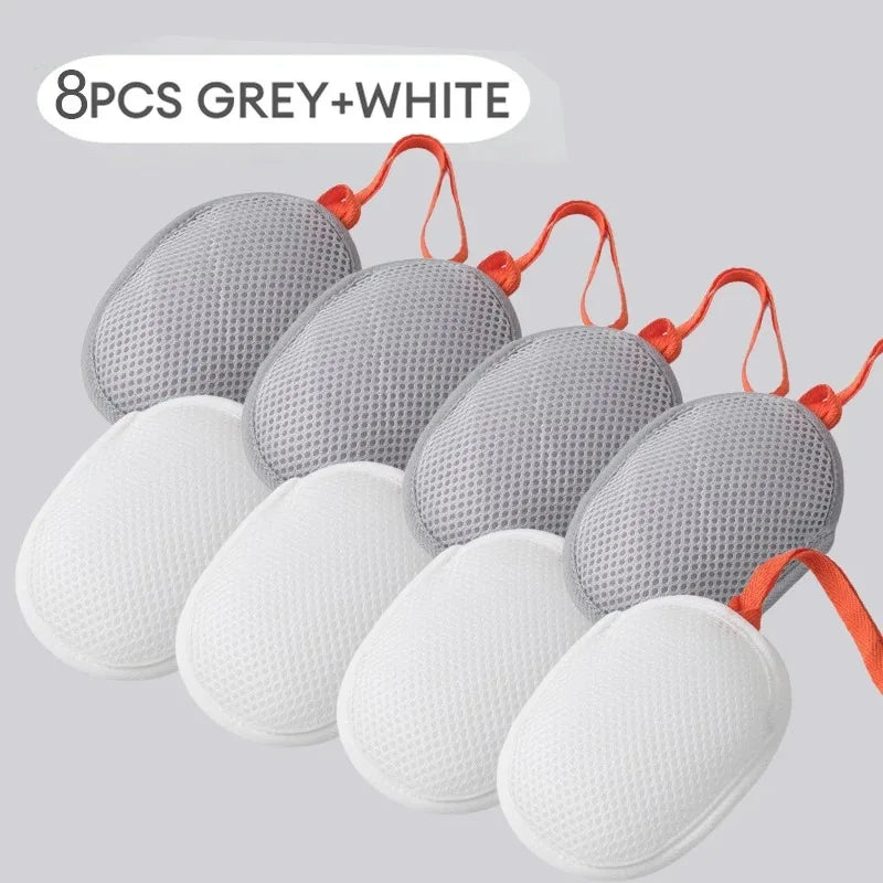 1 Foaming Soap Bag Net Mesh Massage Exfoliator Pouch Bathing Bubble Zpaxo 8PCS-White and Grey