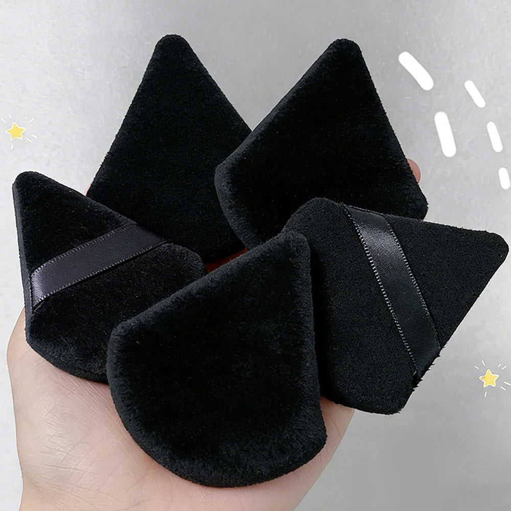 2/5/10Pc Black Triangle Powder Puff Facial Makeup Sponge Soft Velvet Cosmetics Puff Mixer Beauty Foundation Soft Skin-Friendly Zpaxo