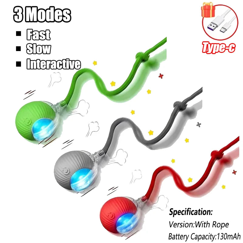 Interactive Cat Toys Automatic Rolling Ball Fake Tail Rechargeable Electric Pet Interactive Toy Dog Training Imitate Mouse Tail Zpaxo 3PCS Tail Ball New Version