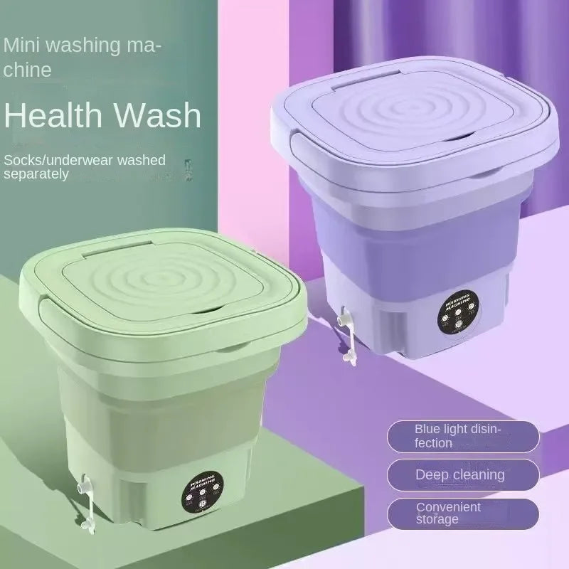 EU 8L Foldable Mini Washing Machine Spin Dryer Portable Small Washer for Socks Underwear Lingerie Space-saving Household Zpaxo