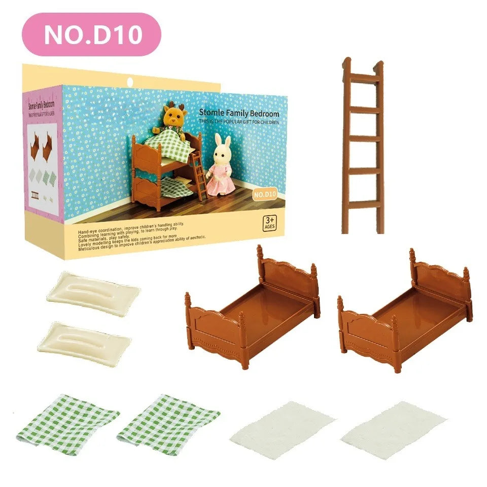Dollhouse Furniture Doll House Bathroom Kitchen Fridge Washing Zpaxo Brown bunk bed
