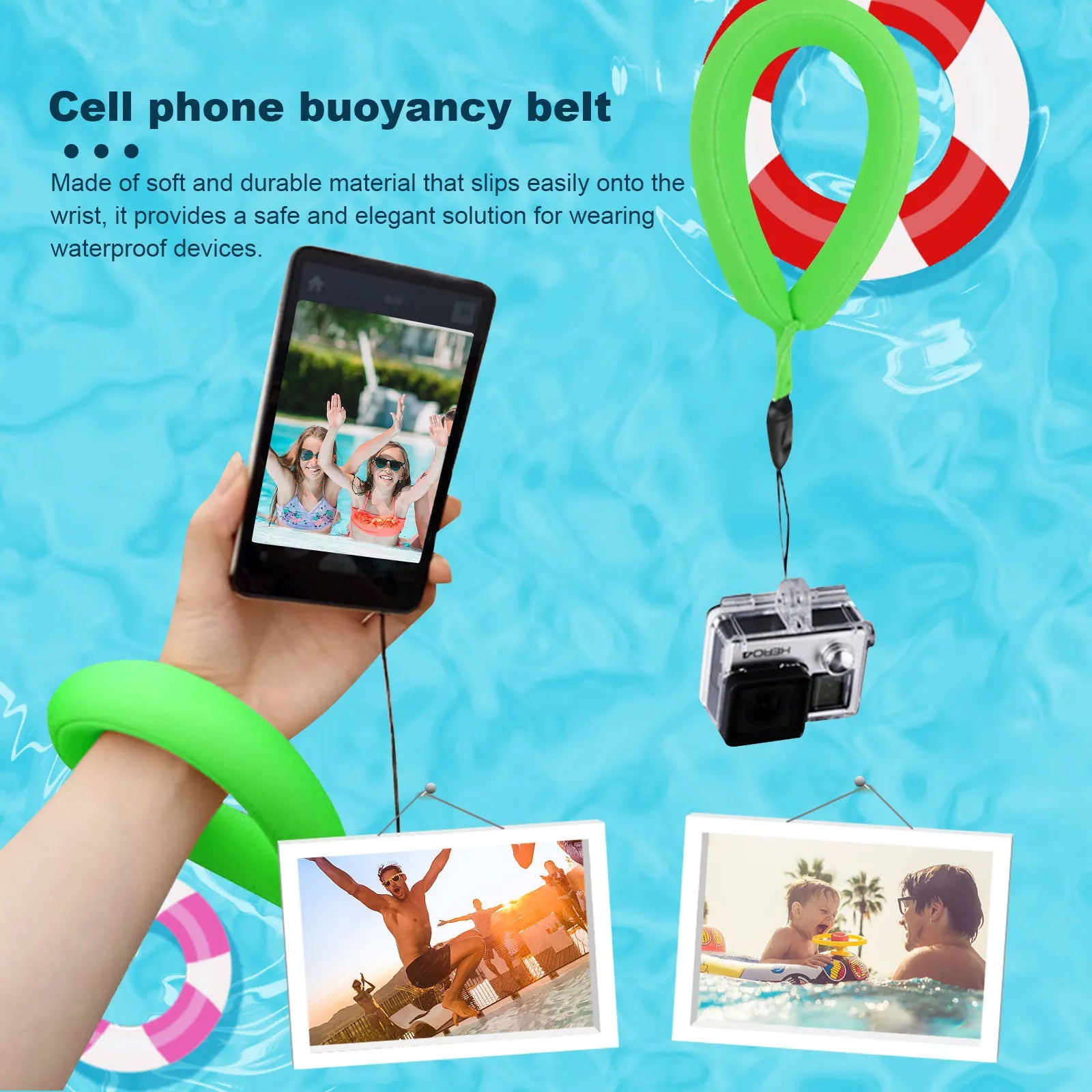 Ajustable Floating Strap Waterproof Camera Cell Phone Float Underwater Wrist Strap For GoPro Accessories Nikon Canon Fujifilm Zpaxo