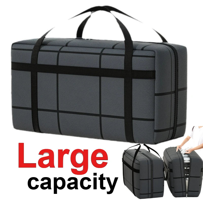 Portable Large Capacity Folding Clothing Storage Bag Hand-Held Duffel Bag Double Zipper Padded Bag Wardrobe Organizer Moving Bag Zpaxo