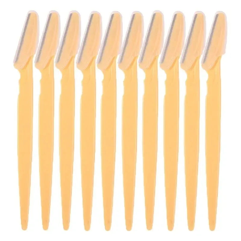 1- Eyebrow Trimmer Razor Safety Eye Brow Shaping Knife Portable Zpaxo 10Pcs Yellow