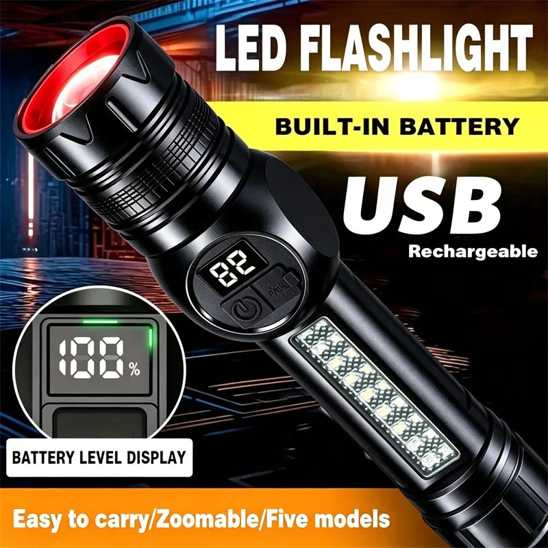 Mikenoon Tactical LED Flashlight – Zoomable USB Rechargeable Torch Tactical LED Flashlight Zpaxo