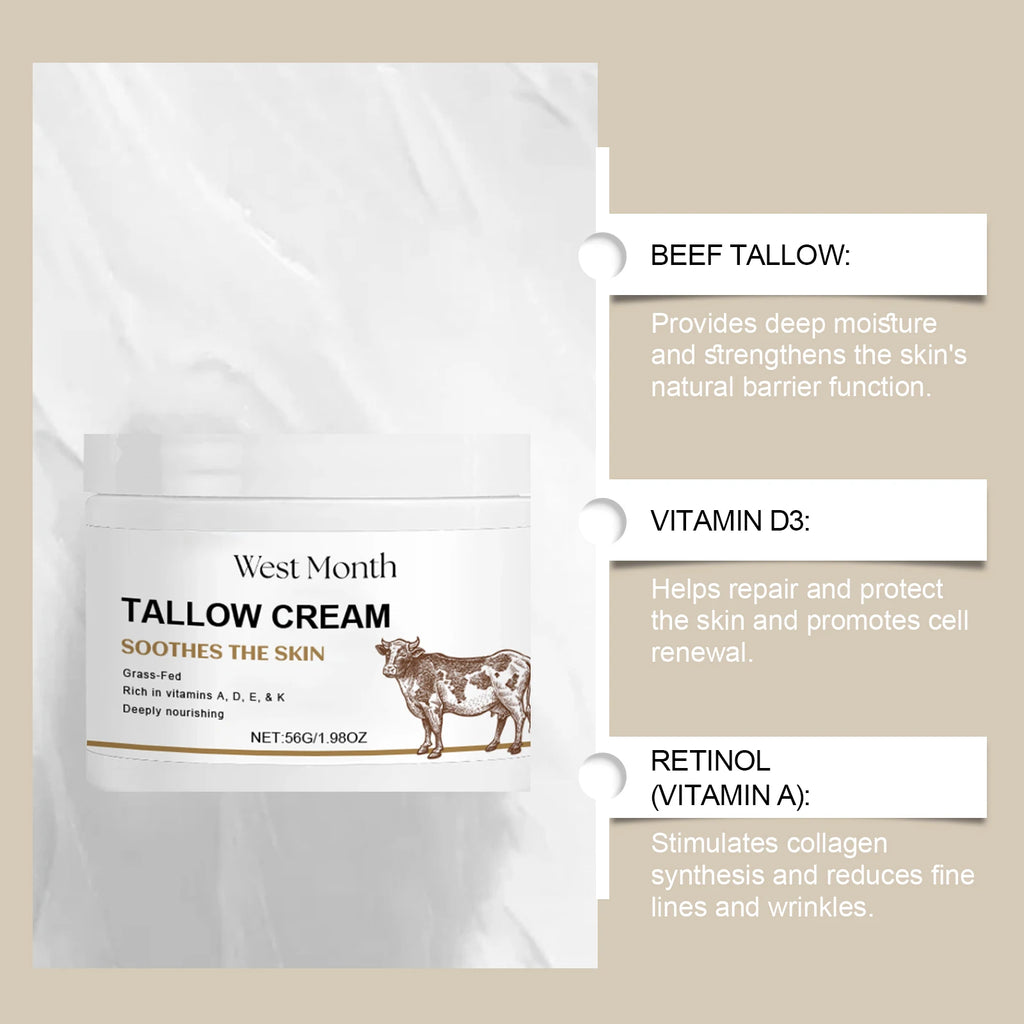 Tallow Face Cream Fade Fine Lines Lifting Firming Hydrating Smoothing Zpaxo