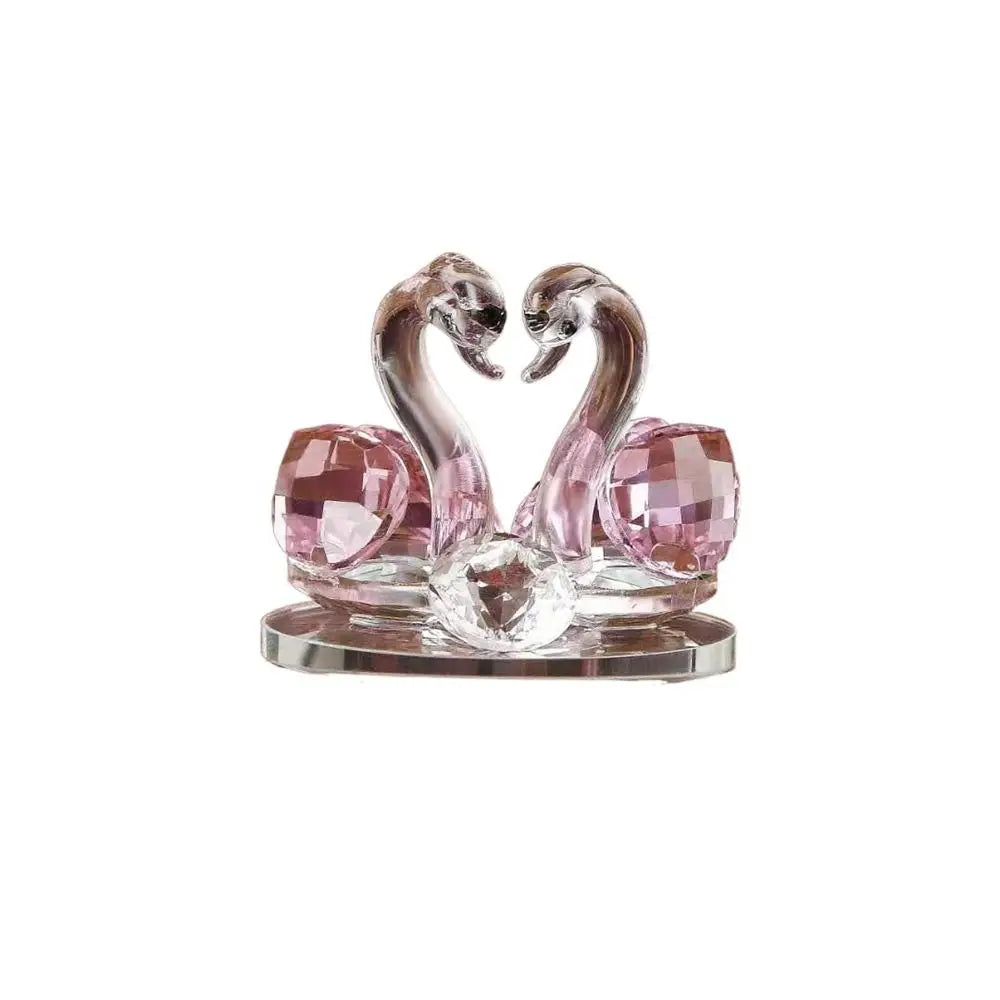 Romantic Wedding Home Decor Car Seat Children's Gift Animal Ornament Crystal Swan Swan Figurine Car Accessories Zpaxo Pink