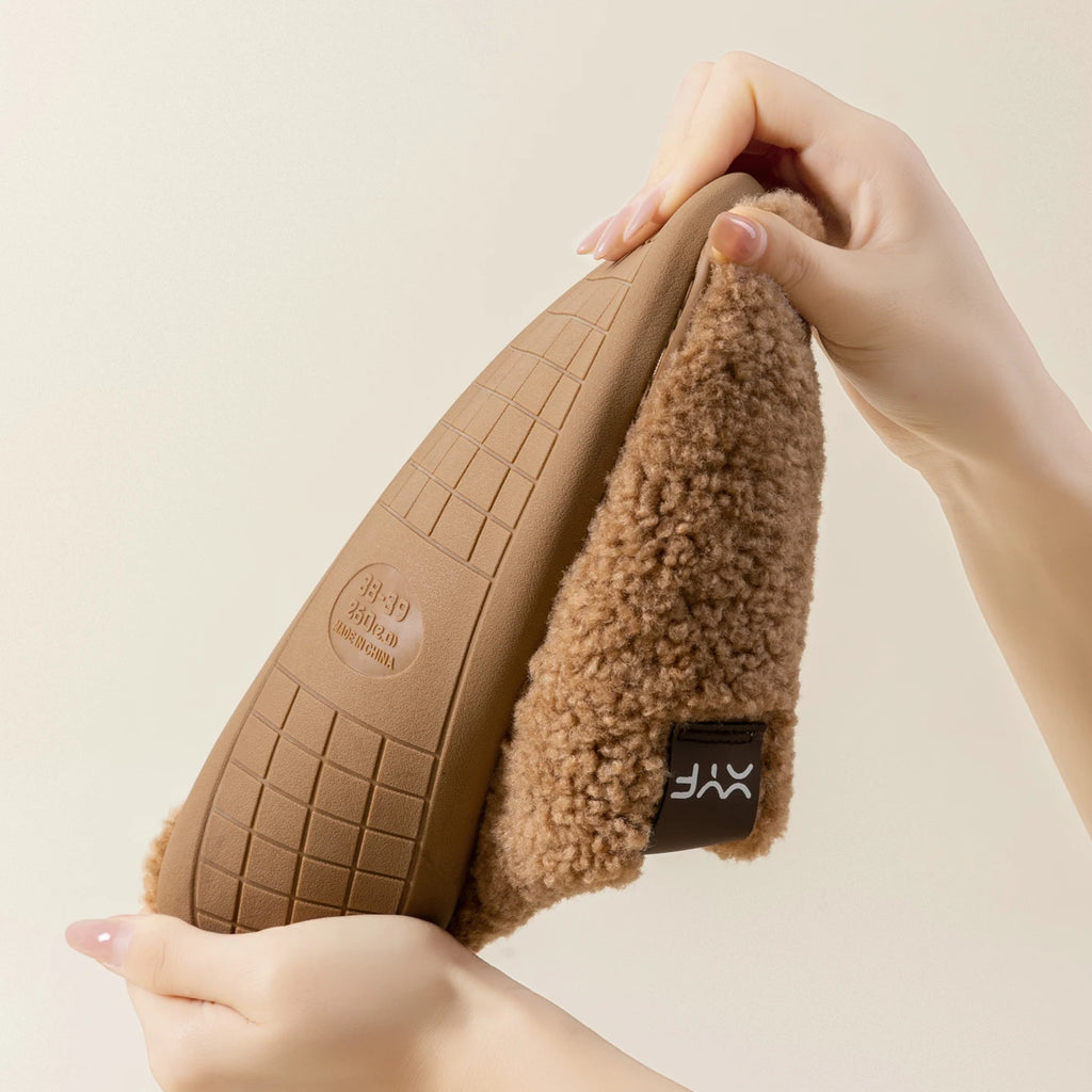 Cozy Furry Slippers Women Warm Non-slip Indoor Shoes Plush Fleece