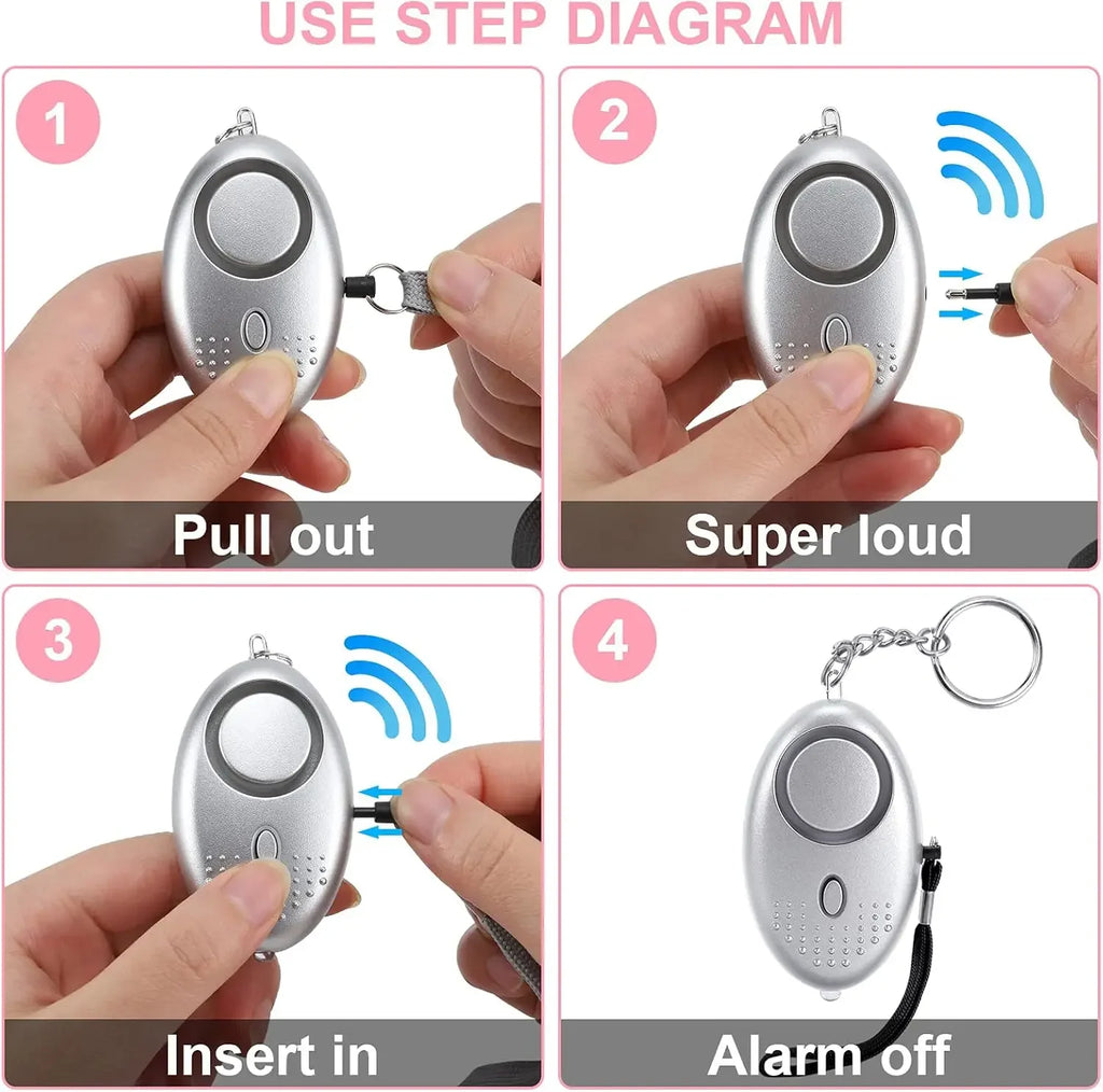 130dB Personal Safety Alarm with LED Light & Key Clip