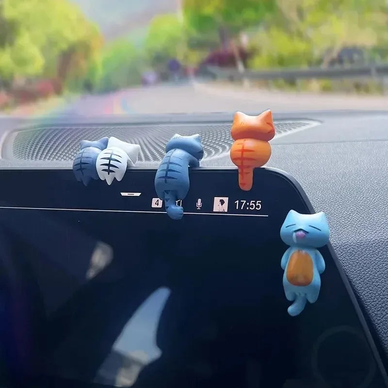 6-Pack Mini Cartoon Cat Car Ornaments – Cute Resin Decor Car & Home Ornaments Zpaxo