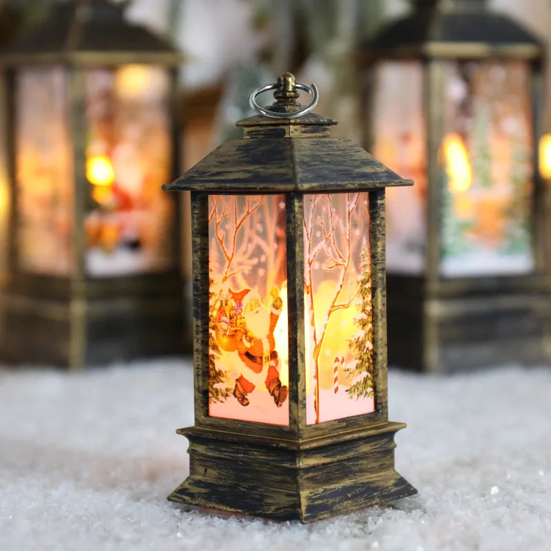 Christmas Glow LED Table Lamp Santa Claus Lantern Decor Snowman Zpaxo Bronze-Santa 10PCS