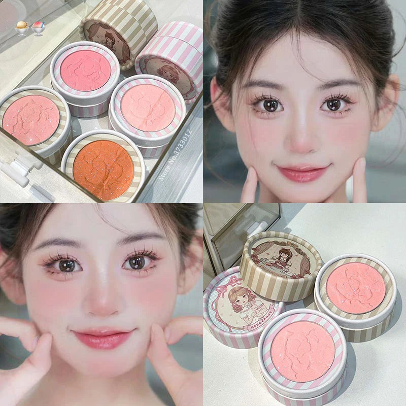 Monochrome Blush Palette Embossed Peach Milk Pink Cream Natural Cheek