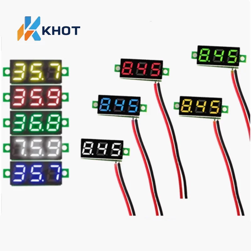 0.28-inch ultra small digital DC voltage meter with adjustable digital display, three wire DC0-100V battery voltage meter Zpaxo