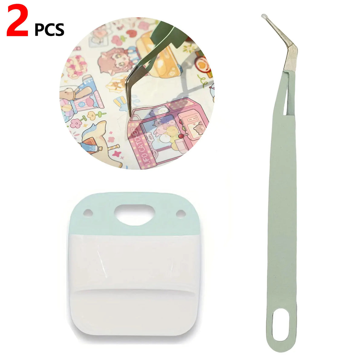 2 PCS Scraper Tweezer Set, Perfect for Vinyl, Paper, Stamping, Sticker Projects Craft Essential Tools Zpaxo small scraper