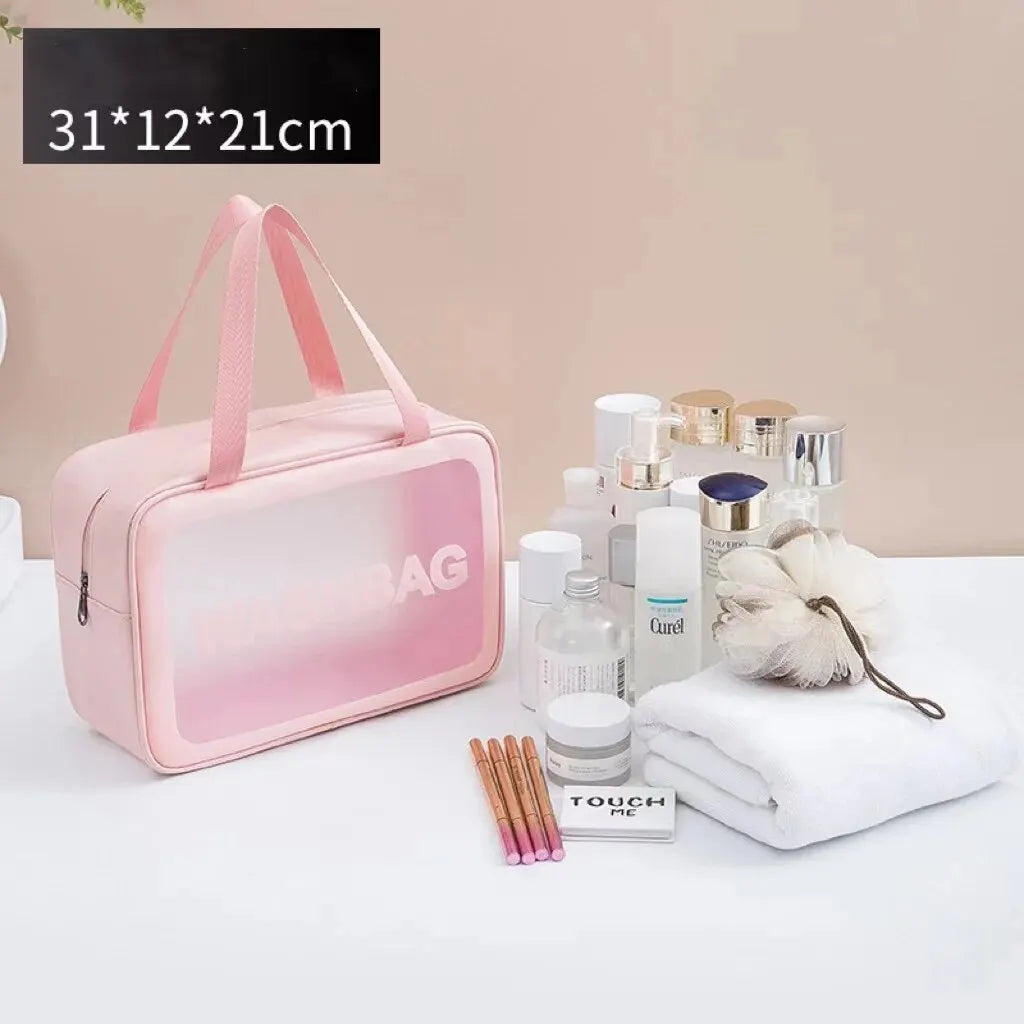 Pu Frosted Clear Makeup Box Waterproof Travel Toiletry Bag Large Capacity Portable Bath Storage Bag Children's Lunch Bag Zpaxo