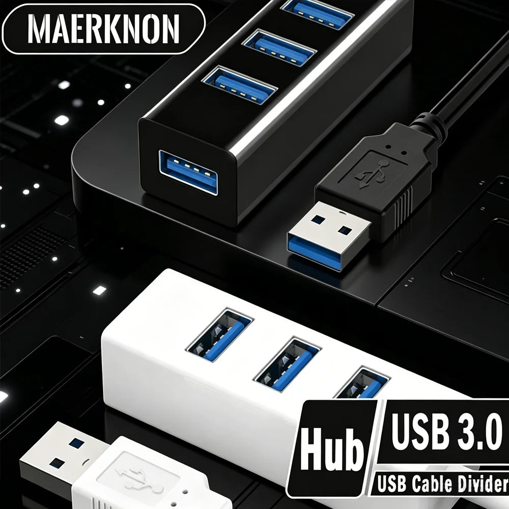 4-Port USB 3.0 Hub – Portable High-Speed USB Splitter for PC USB Hub Zpaxo